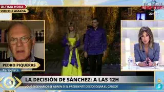 Piqueras reaparece en Telecinco por Sánchez: "A un presidente no se le puede echar a base de insultos y campañas"