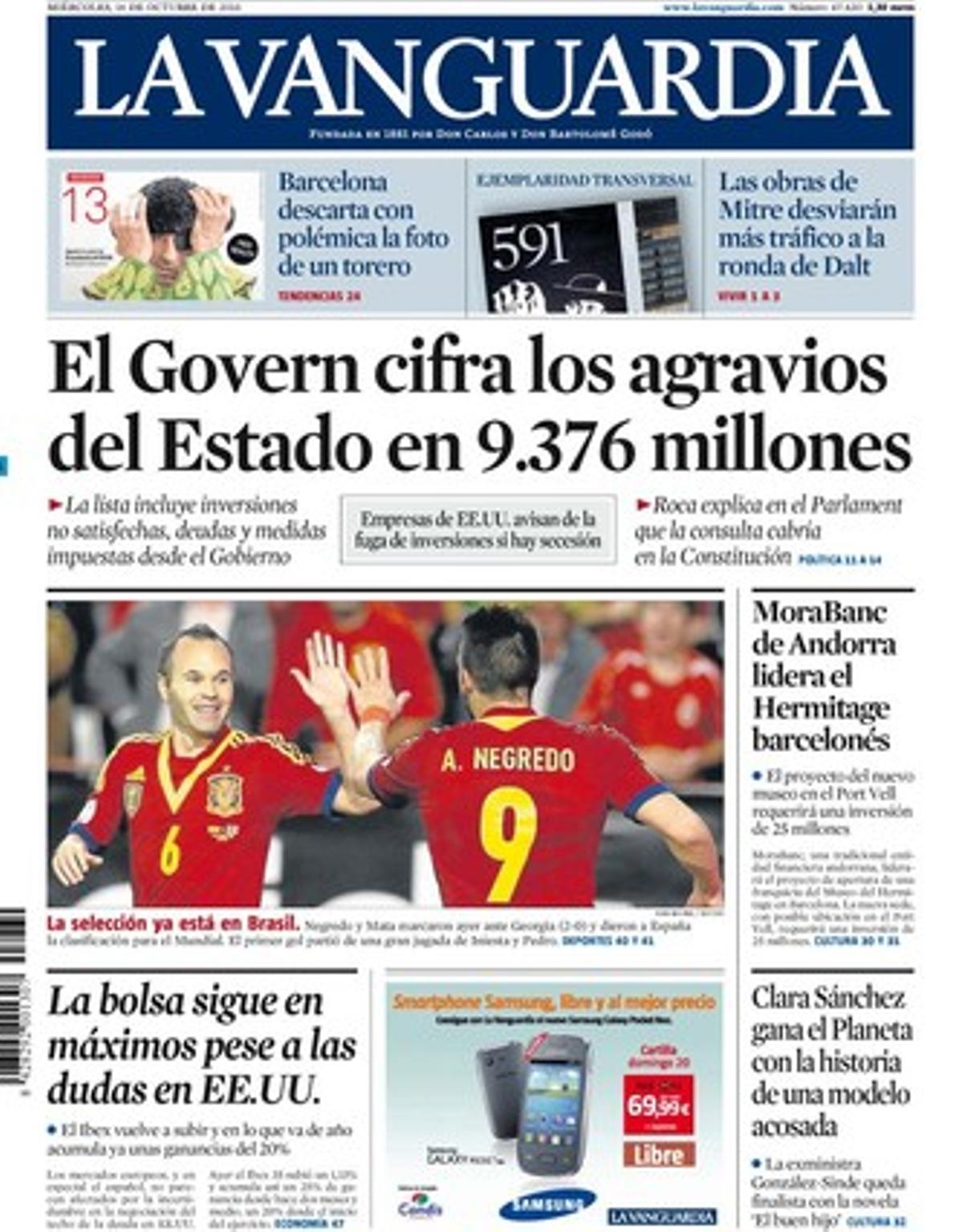 La {Vanguardia}, 16-10-2013. La {Vanguardia}, 16-10-2013.