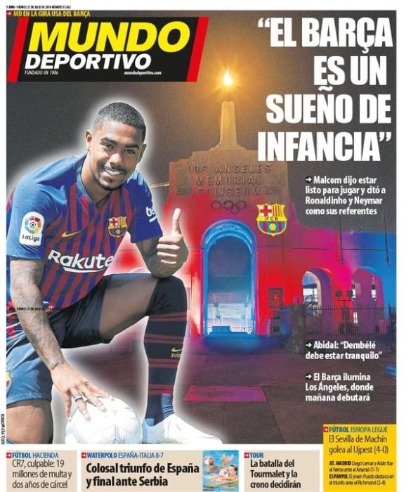 Portada MUNDO DEPORTIVO viernes 27 de julio 2018