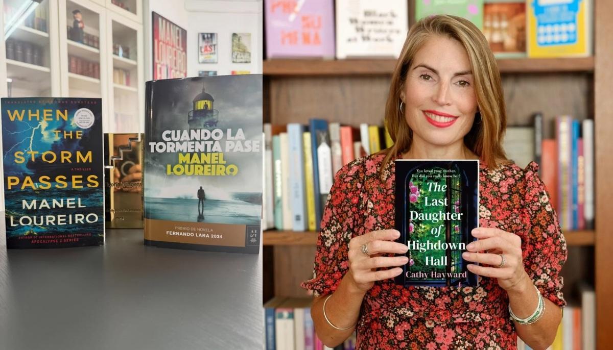 Cathyhayward con el libro suyo que le ha llegado a Manel Loureiro. A la izquierda, "Cuando la tormenta pase", en la edición de aquí y la de EEUU.n