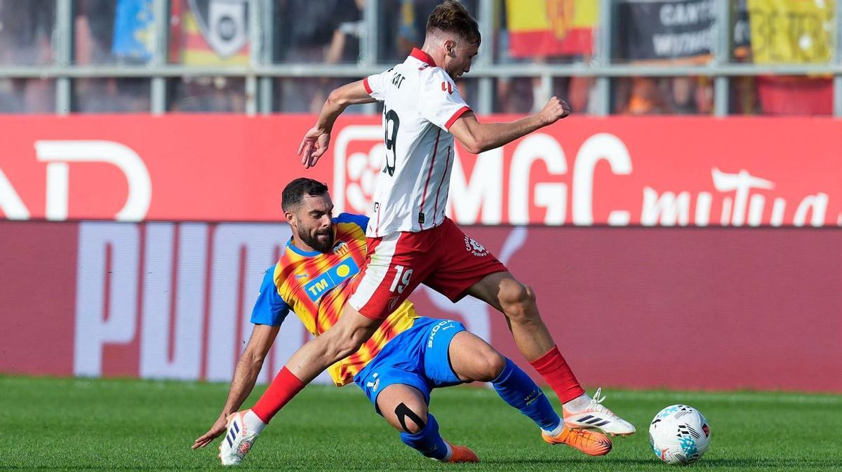 Rioja durante el Girona Valencia de esta temporada