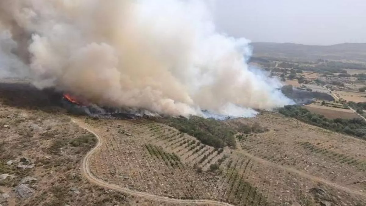 Un incendio forestal permanece activo en el concello ourensano de Baltar tras quemar 95 hectáreas