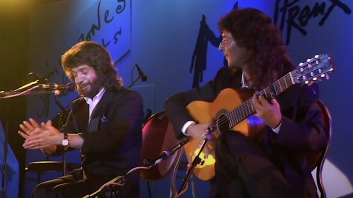 Camarón de la Isla y Tomatito durante su actuación en el Festival de Montreux de 1991, una de las últimas actuaciones del cantaor.