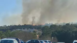 Un incendio amenaza con llegar a las viviendas de Las Ramblas Golf en Orihuela Costa