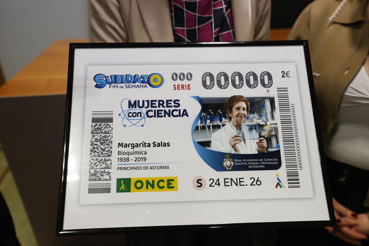 El cupón con la imagen de Margarita Salas.