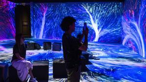 Una visitante en la exposición Som Natura en CaixaForum Barcelona.