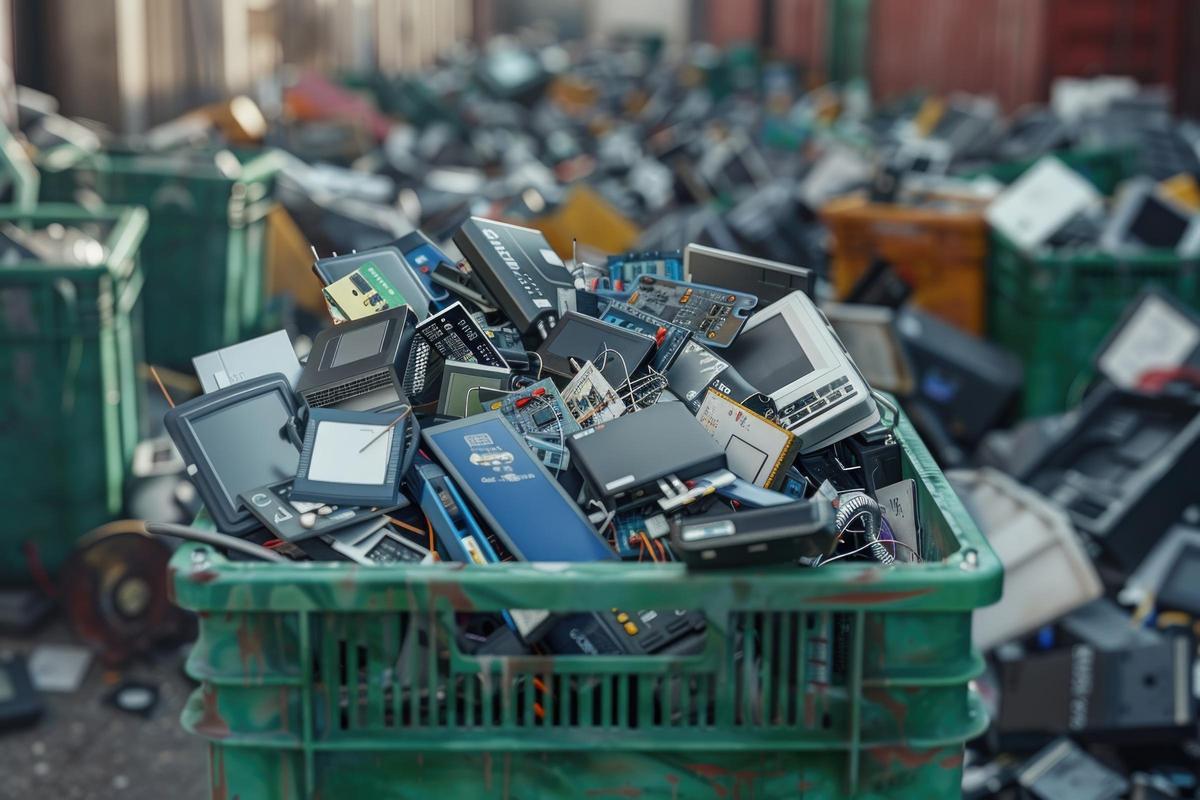 Residuos informáticos listos para el reciclaje.