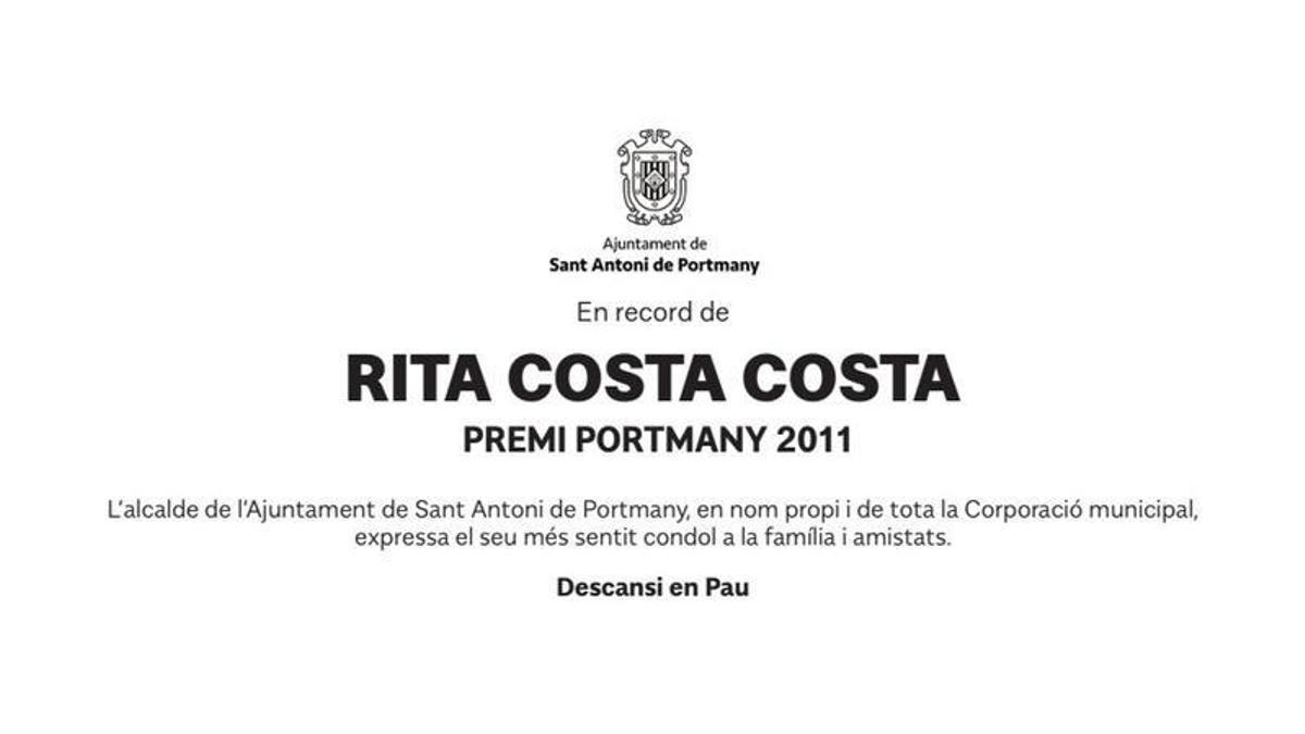 Esquela Rita Costa Costa