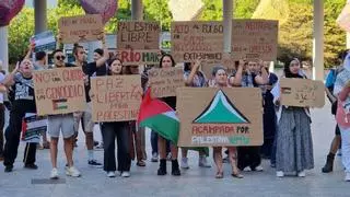 Tres marchas confluyen en la plaza de la Merced de Murcia en apoyo al pueblo palestino