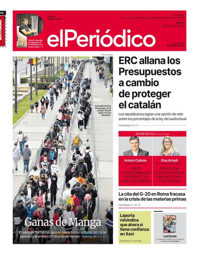 La portada d’EL PERIÓDICO del 30 d’octubre del 2021