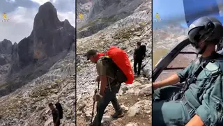 Efectivos del GREIM de la Guardia Civil con base en Cangas de Onís, auxilian y rescatan a un montañero en Los Picos de Europa