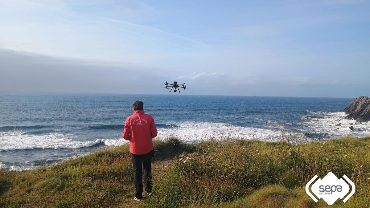 Un dron del 112 durante las tareas de búsqueda