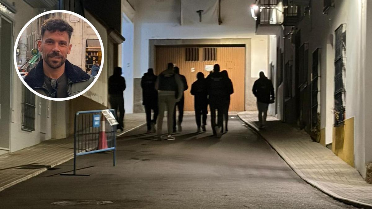 Agentes de la UCO realizan la recreación de los últimos pasos de Francisca Cadenas en Hornachos (Badajoz) antes de desaparecer.