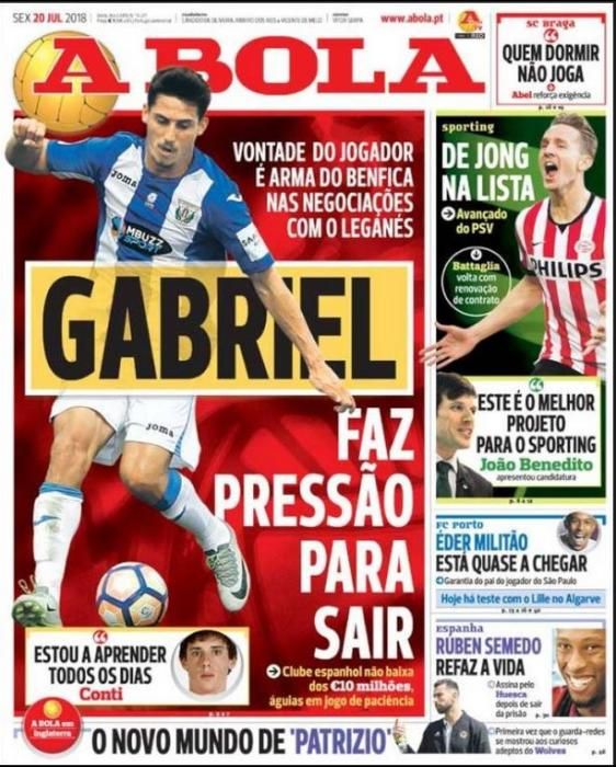 Portada A BOLA viernes 20 de julio de 2018