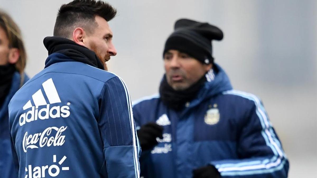 Sampaoli, junto a Messi