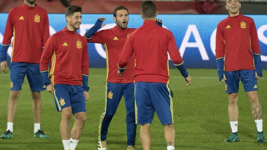 Silva, Vitolo, Nolito, Escudero y Aspas, ayer en Granada.