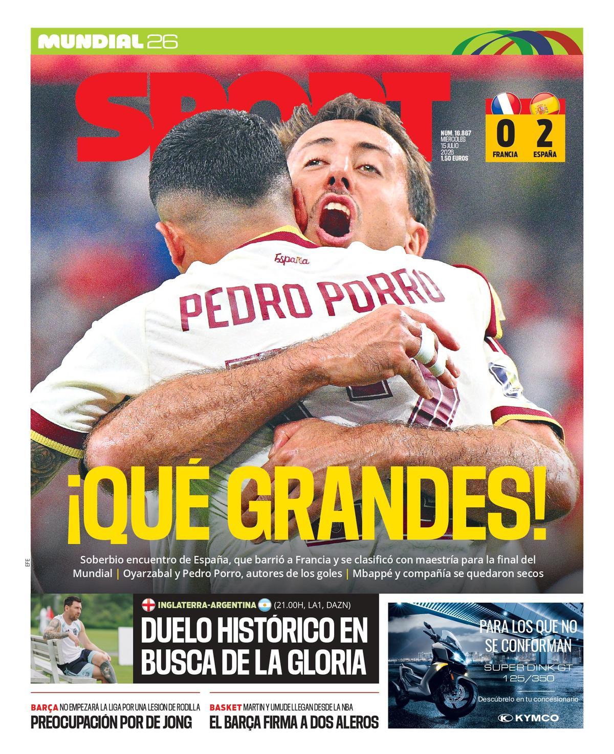 La portada SPORT de hoy