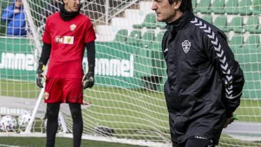 Pacheta, durante el entrenamiento de ayer.