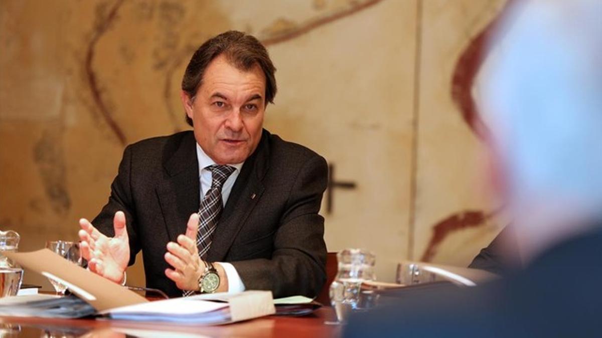 El 'president' Artur Mas, este martes, en la reunión del Consell Executiu.