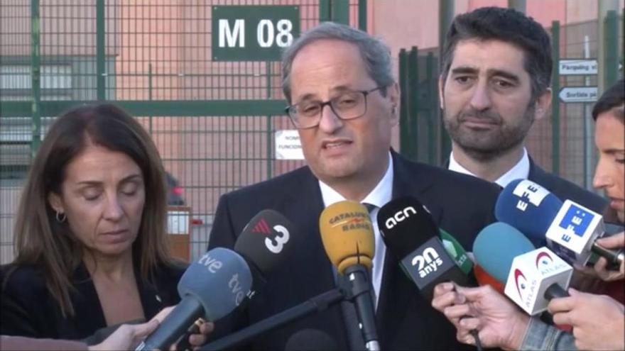 Torra diu a Lledoners que "la indignació" dels presos "s'ha multiplicat" després de llegir la sentència