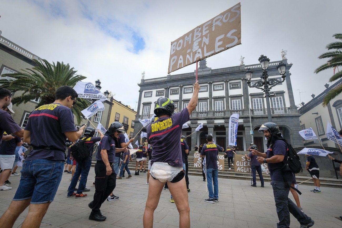 Manifestación bomberos de Las Palmas de Gran Canaria