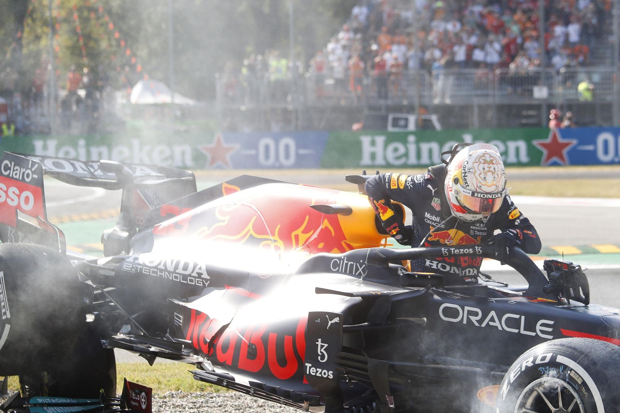 El accidente entre Verstappen y Hamilton en el GP de Italia