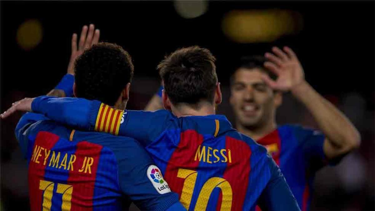 Messi, Neymar y Luis Suárez son el tridente atacante del Barcelona
