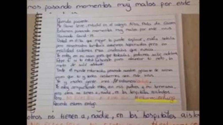 “Si te sientes solo, piensa en mí”: las emotivas cartas de los alumnos del colegio Alba Plata