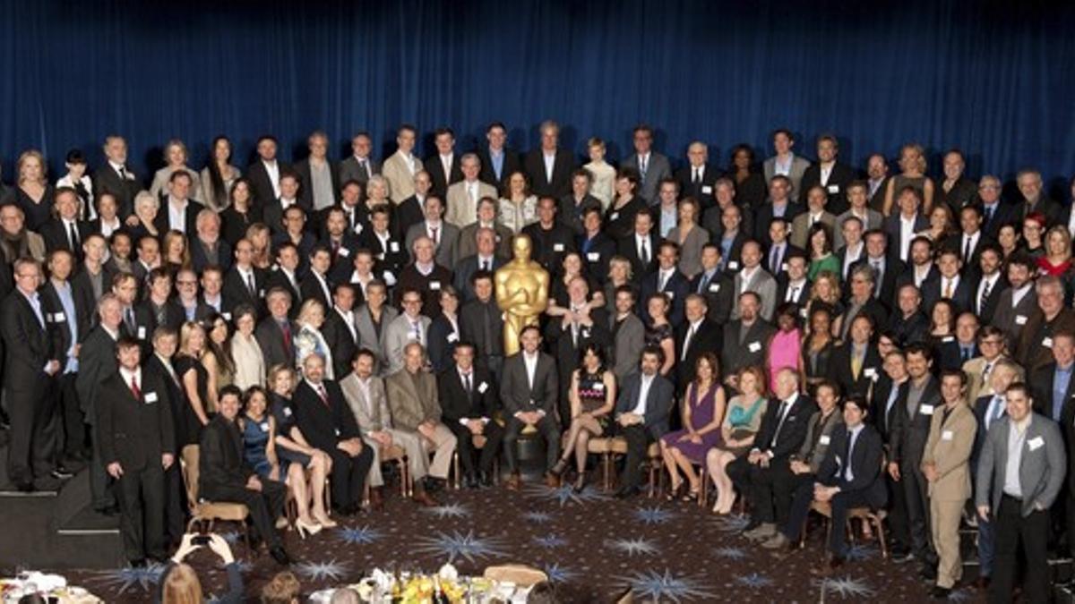 Foto de familia de los nominados a los Oscar.
