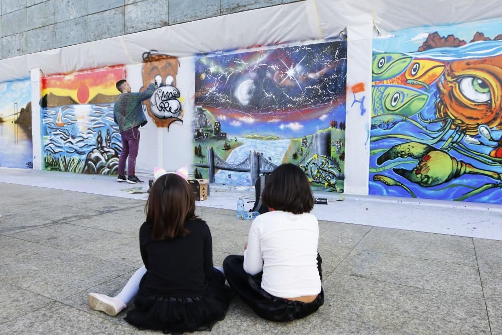 El graffiti de la guardesa, ganador entre los 14 participantes en el festival del Proyecto Ewa.