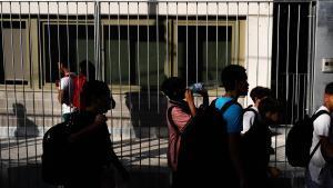 Alumnado de secundaria en un instituto de Barcelona, este martes.