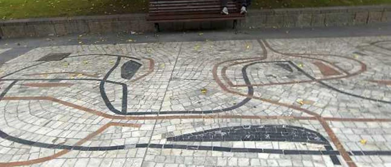 Mosaico del paseo de los Álamos, obra de Antonio Suárez.