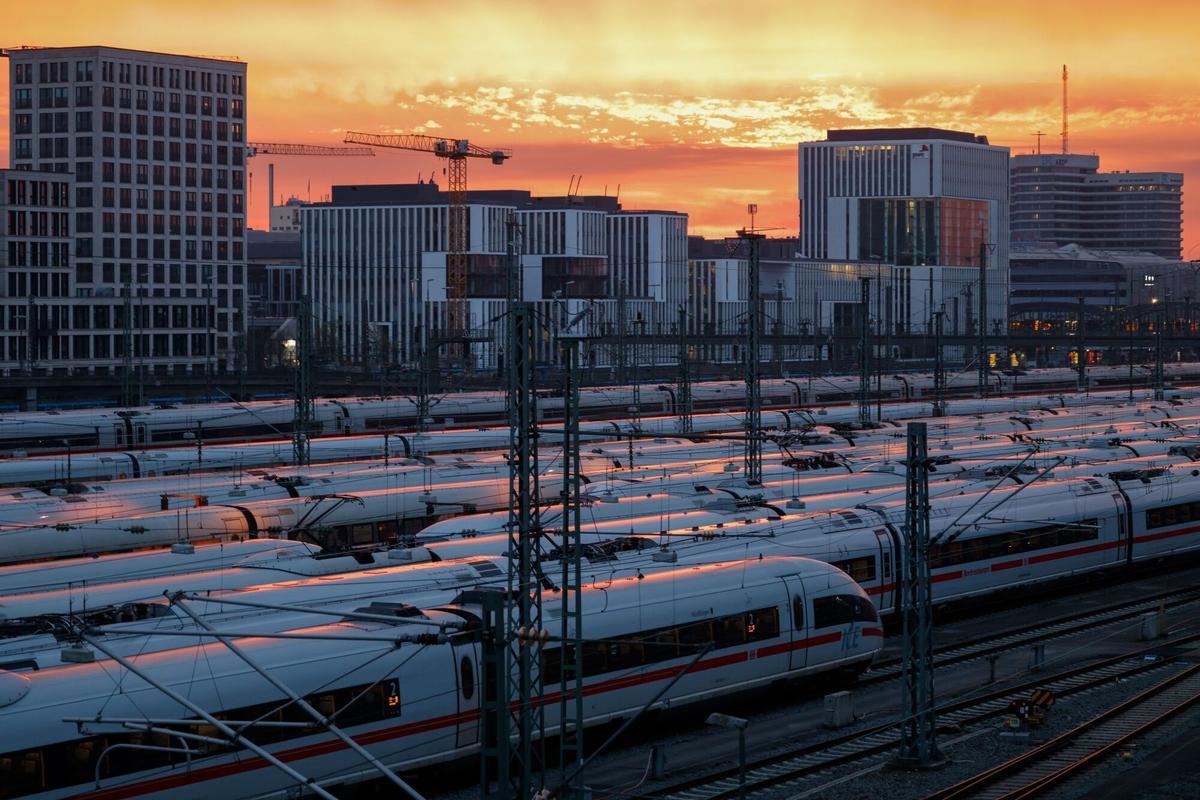 Huelga de los trabajadores del ferrocarril en Alemania. Múnic.