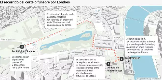 El último adiós a la reina: así serán todos los actos hasta el funeral del lunes 19