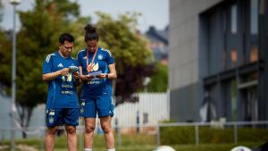 Montse Tomé durante un entrenamiento con la selección española