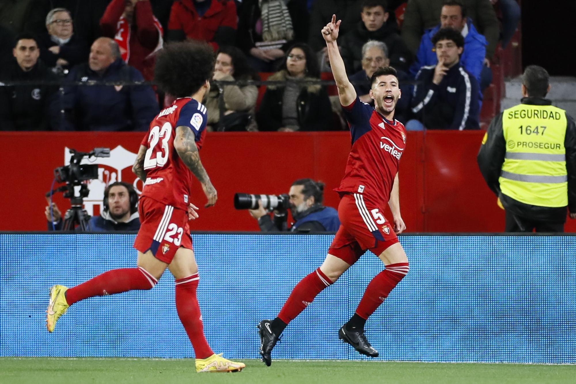David García celebra su gol ante el Sevilla.
