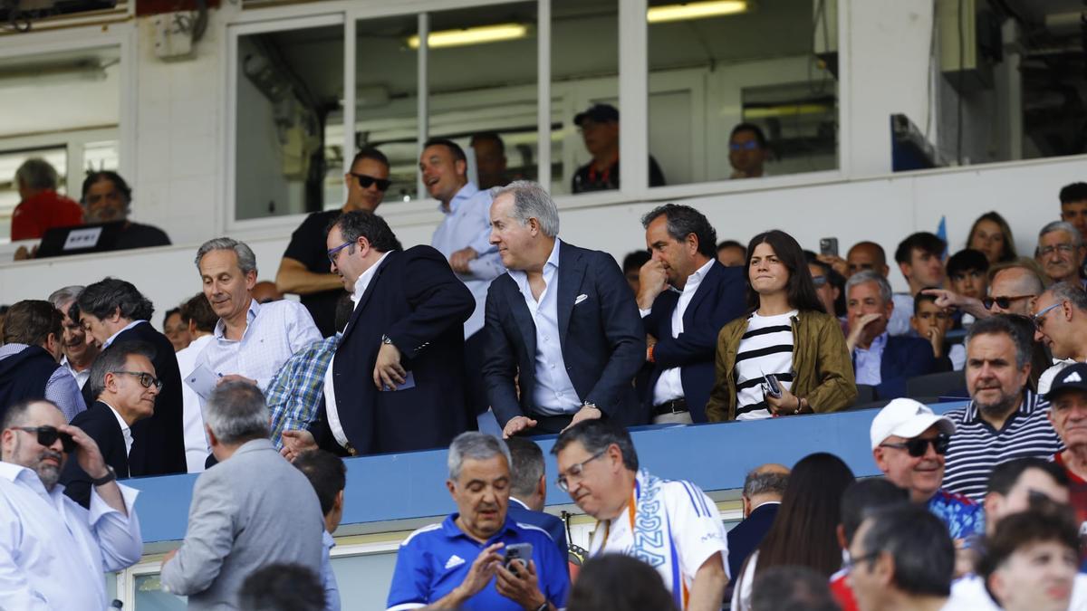 Jorge Mas, en el palco de La Romareda en el partido frente al Deportivo.