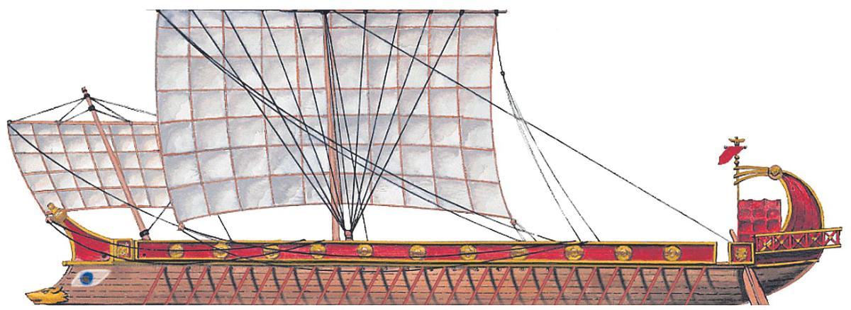 Barcos romanos similares al de la imagen, procedentes de Tarraco, arribaron victoriosos al sur de Mallorca en el año 123 a.C.