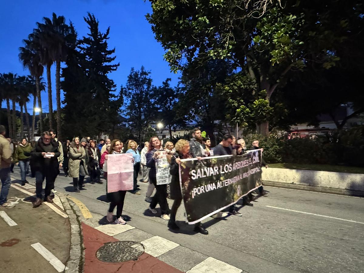 Manifestación de este viernes para pedir que se salve la arboleda del Hospital Civil.
