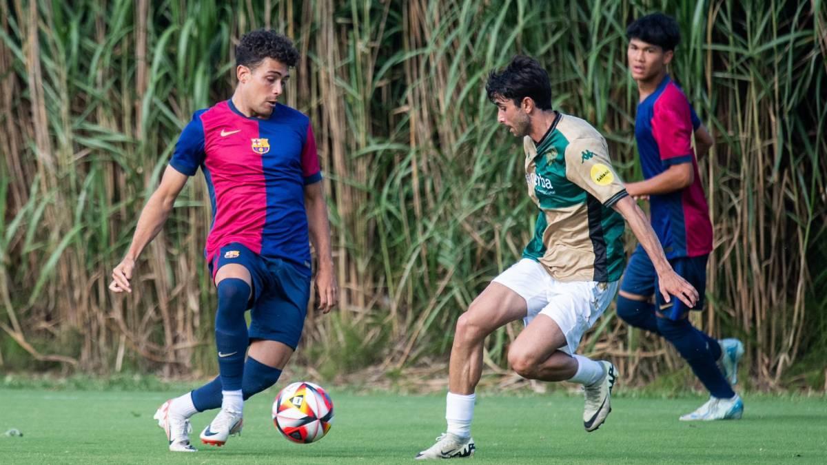 Imagen del duelo entre Barça Atlètic y Sabadell en Les Preses