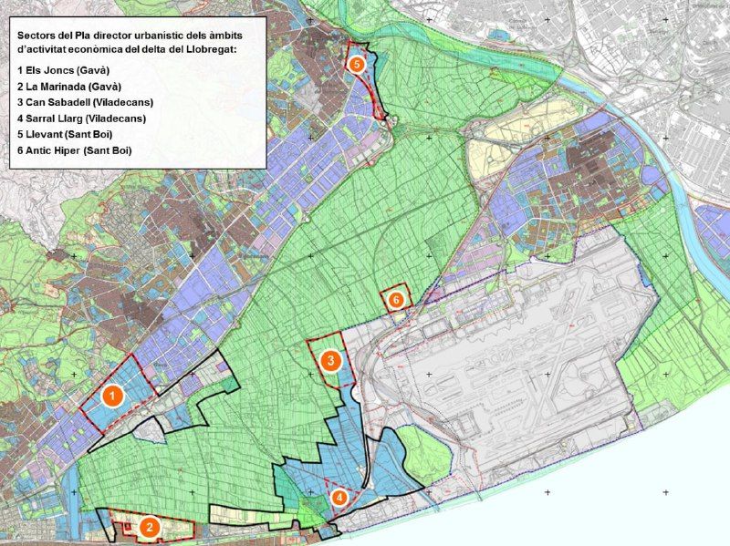 Sectores incluidos dentro del Plan Director Urbanístico del Delta del Llobregat, promovido por la Generalitat.