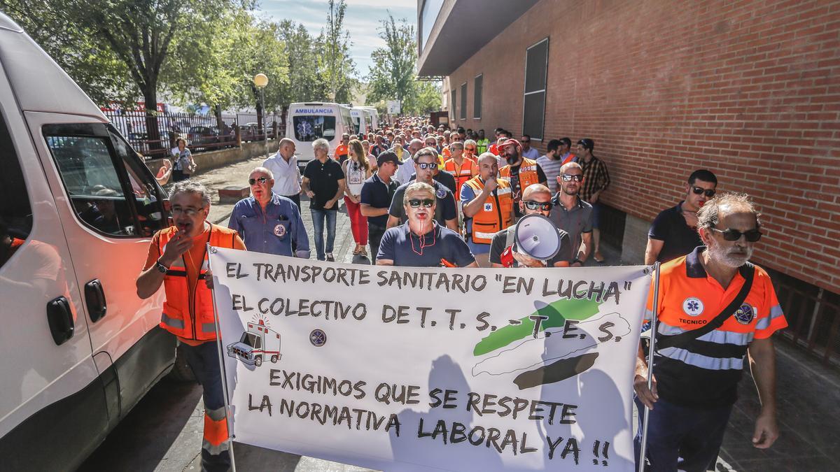 Una de las huelgas convocadas contra Ambulancias Tenorio en el año 2019.