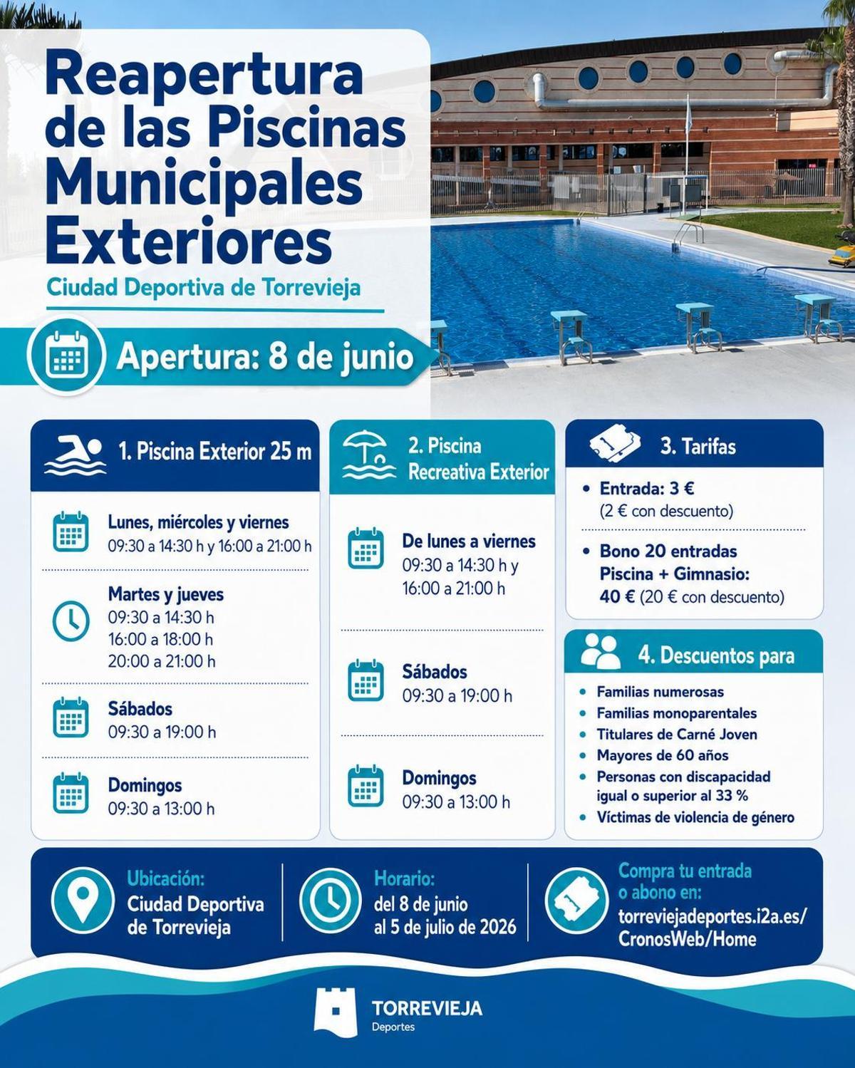 Horarios y condiciones de las piscenas exteriores