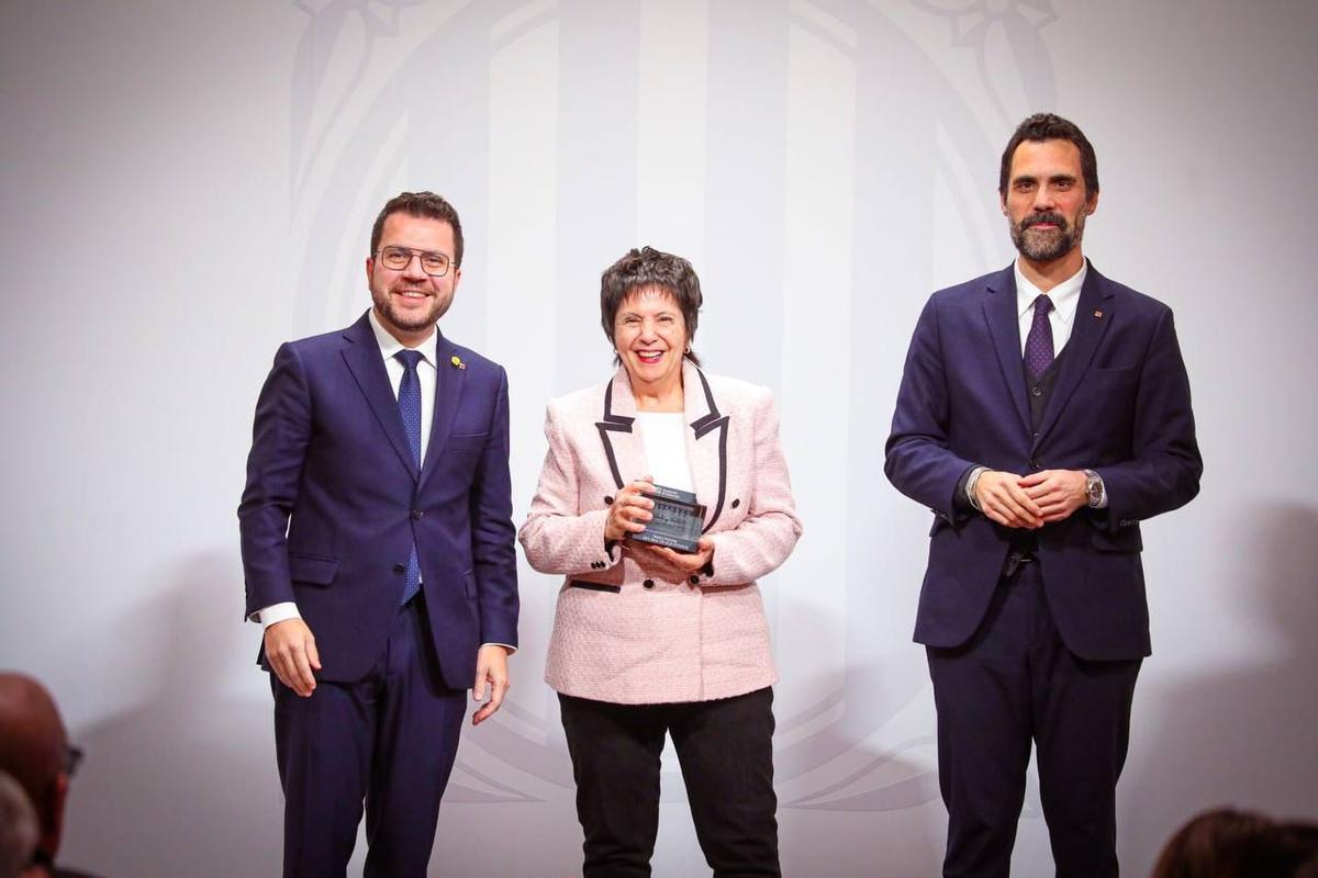 Montserrat Subirós amb el president Aragonès i el conseller Torrent