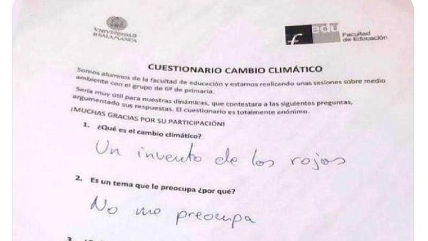 La respuesta viral a un cuestionario de la USAL: &quot;¿Qué es el cambio climático? Un invento de rojos&quot;