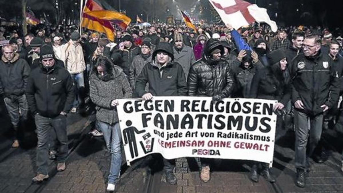 Manifestación de Pegida en Dresde, el pasado día 5.