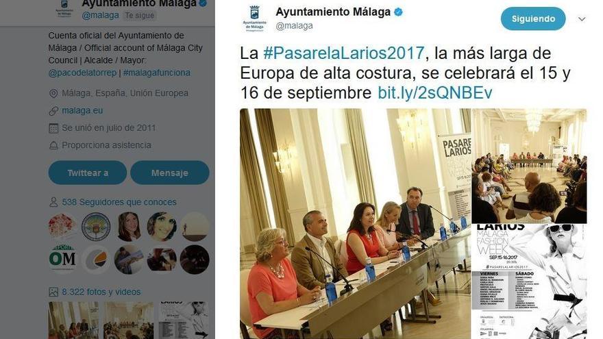 Imagen del Twitter del Ayuntamiento de Málaga.