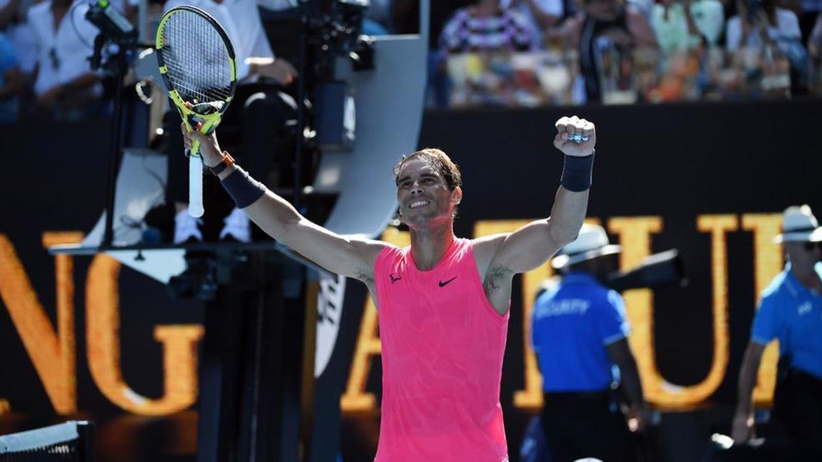 Rafa Nadal, celebrando su primera victoria en el Open de Australia
