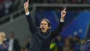 El técnico del Inter, Simone Inzaghi, durante un partido. EFE /Archivo/ Alejandro García.. NO VENTAS ZONA EPA