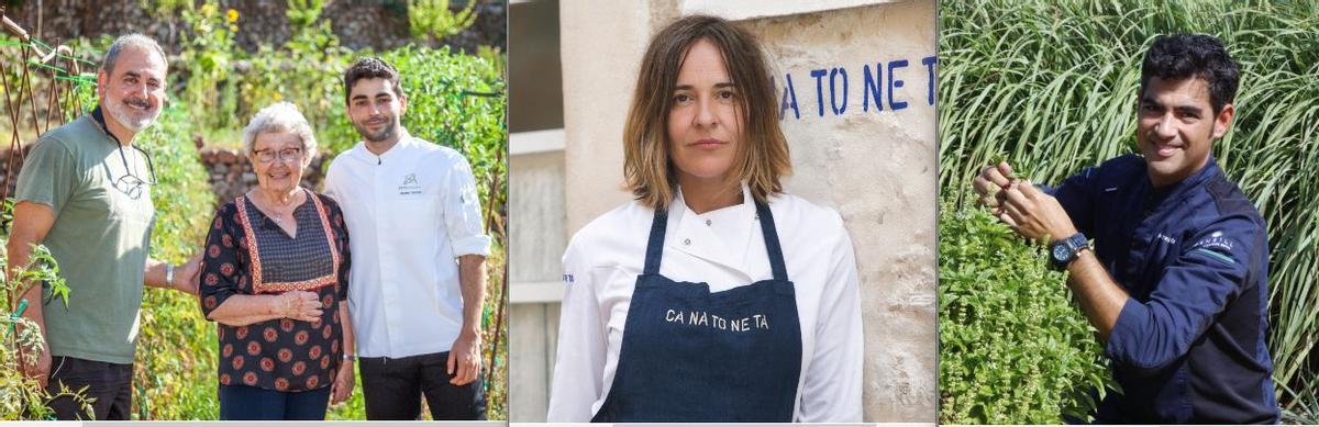 La familia Vicens, de Béns d'Avall; Maria Solivellas, de Ca na Toneta; y Andreu Genestra.